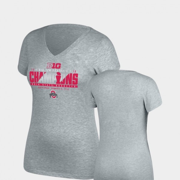 Ohio State Buckeyes Women's Champions Locker Room V-Neck Top of the World 2018 Big Ten Heather Gray College Football T-Shirt 2404OLFP2